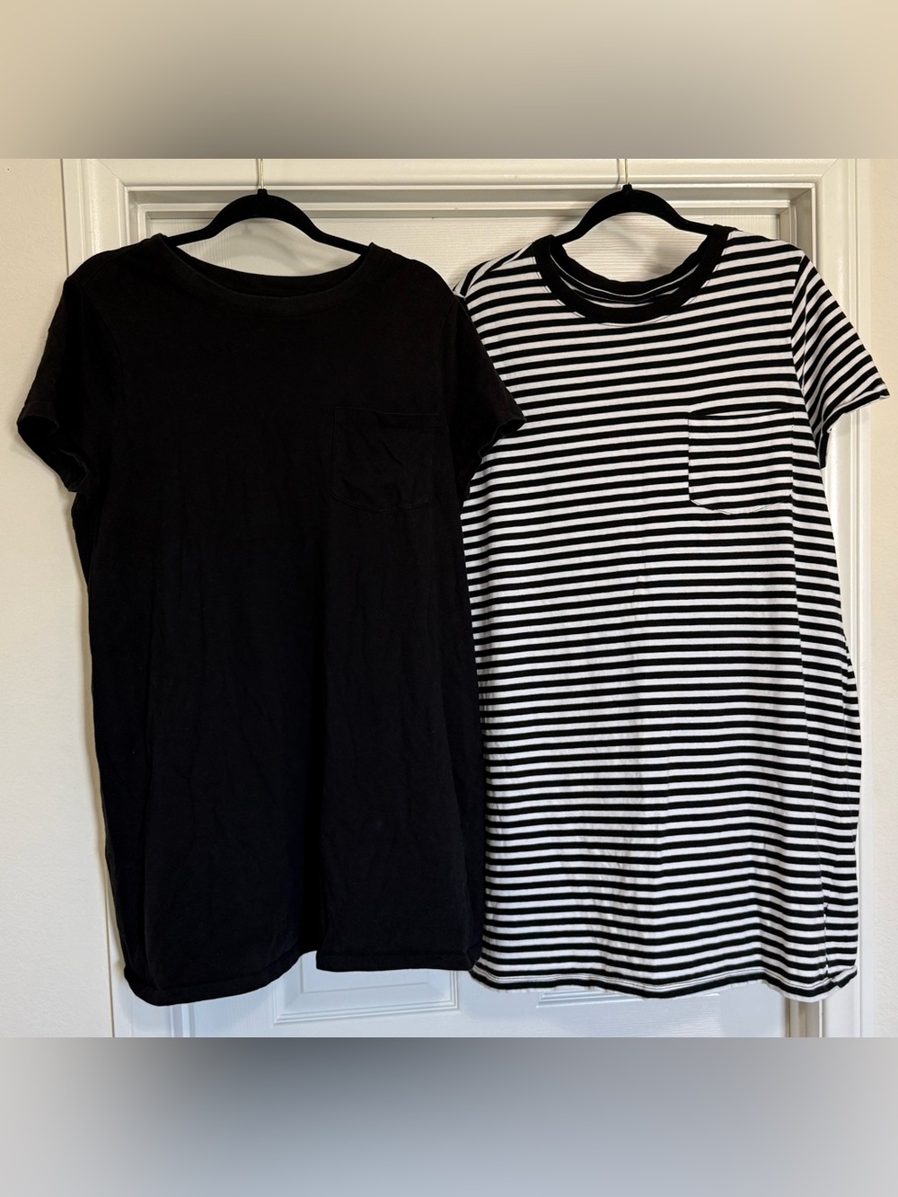 Time and Tru 100% Cotton T-Shirt Dress Bundle XL Black & Striped Pocket Dresses